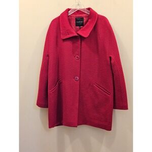 Women's Talbots Wool Blend Ribbed Coat Lined Raspberry Pink Size 16